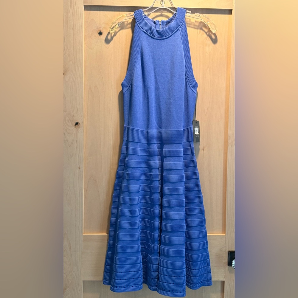 Vince Camuto Blue Sleeveless Halter Midi Dress